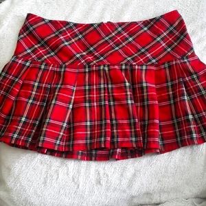 Hot Topic Royal Bones red plaid skirt